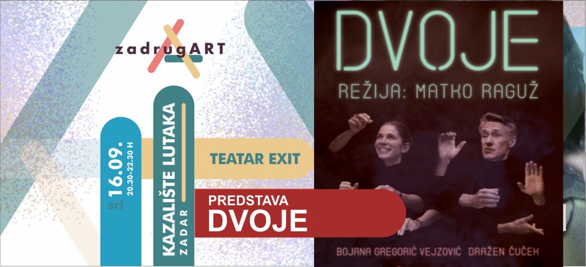 Umjesto "Sutra (ni)je novi dan, u Kazalište lutaka nam stiže predstava "DVOJE" s Bojanom Gregorić Vejzović i Draženom Čučekom